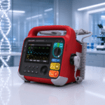 quantum-clinical-biphasic-defibrillator-with-ecg-monitoring-display-and-paddles-on-lab-table